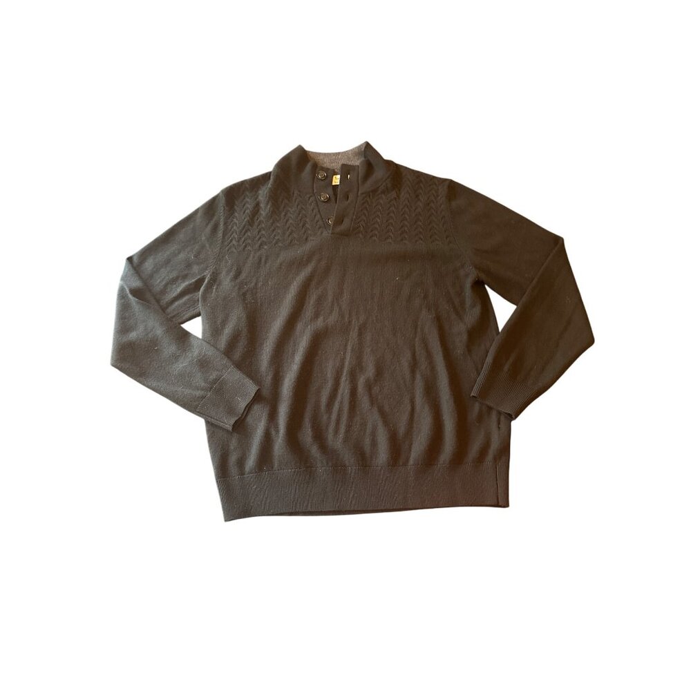 Turnbury‎ Mens Extra Fine Merino Wool Sweater Black Size L